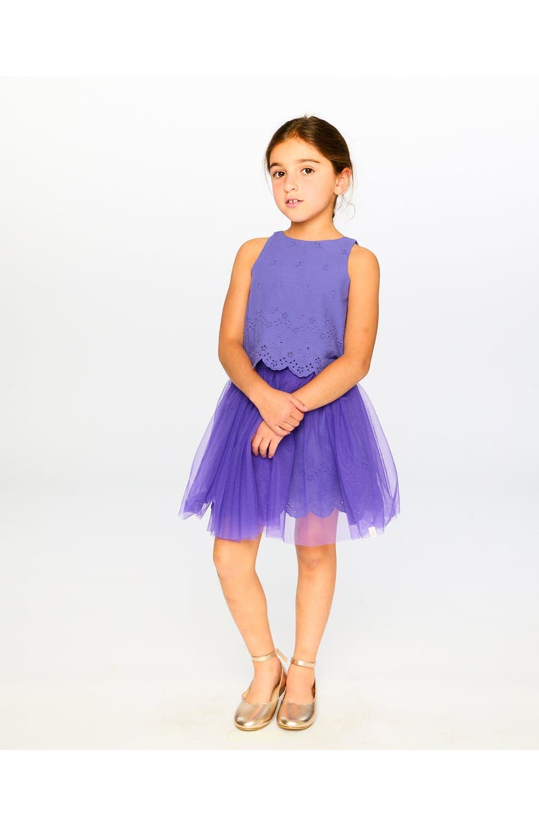 Deux par Deux Sleeveless Top and Elastic Waist Skirt Set, Alternate, color, Mauve