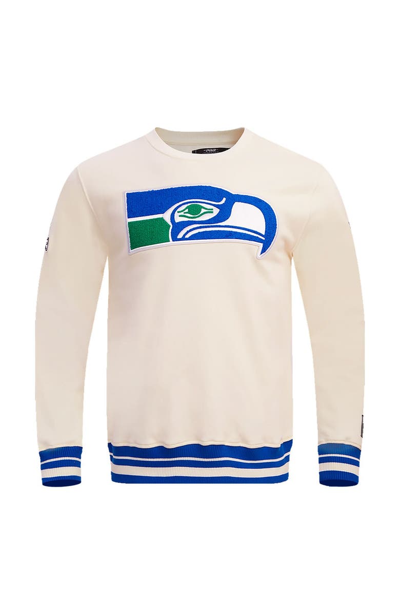 PRO STANDARD Men's Pro Standard Cream Seattle Seahawks Retro Classics Fleece Pullover Sweatshirt, Alternate, color, Cream