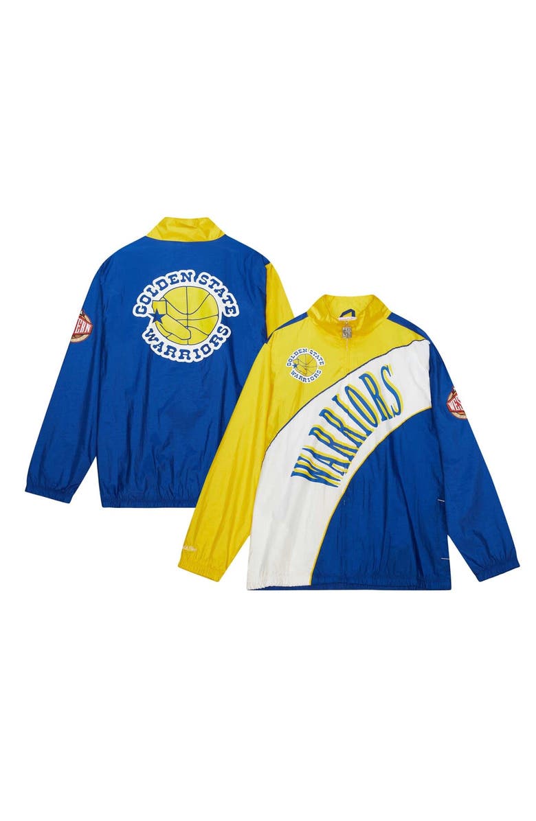 Mitchell & Ness Men's Mitchell & Ness White Golden State Warriors Hardwood Classics Arched Retro Lined Full-Zip Windbreaker Jacket, Main, color, White