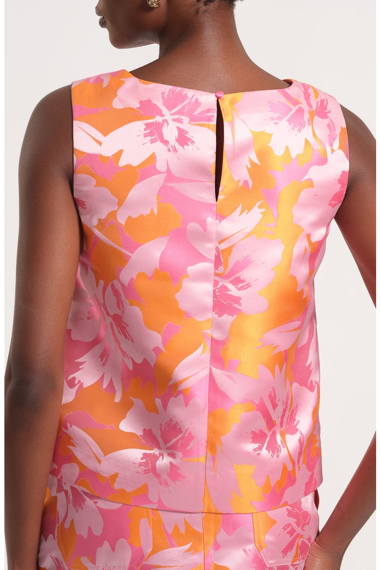 Floral Satin Brocade Shell, Alternate, color, PINK/ ORANGE
