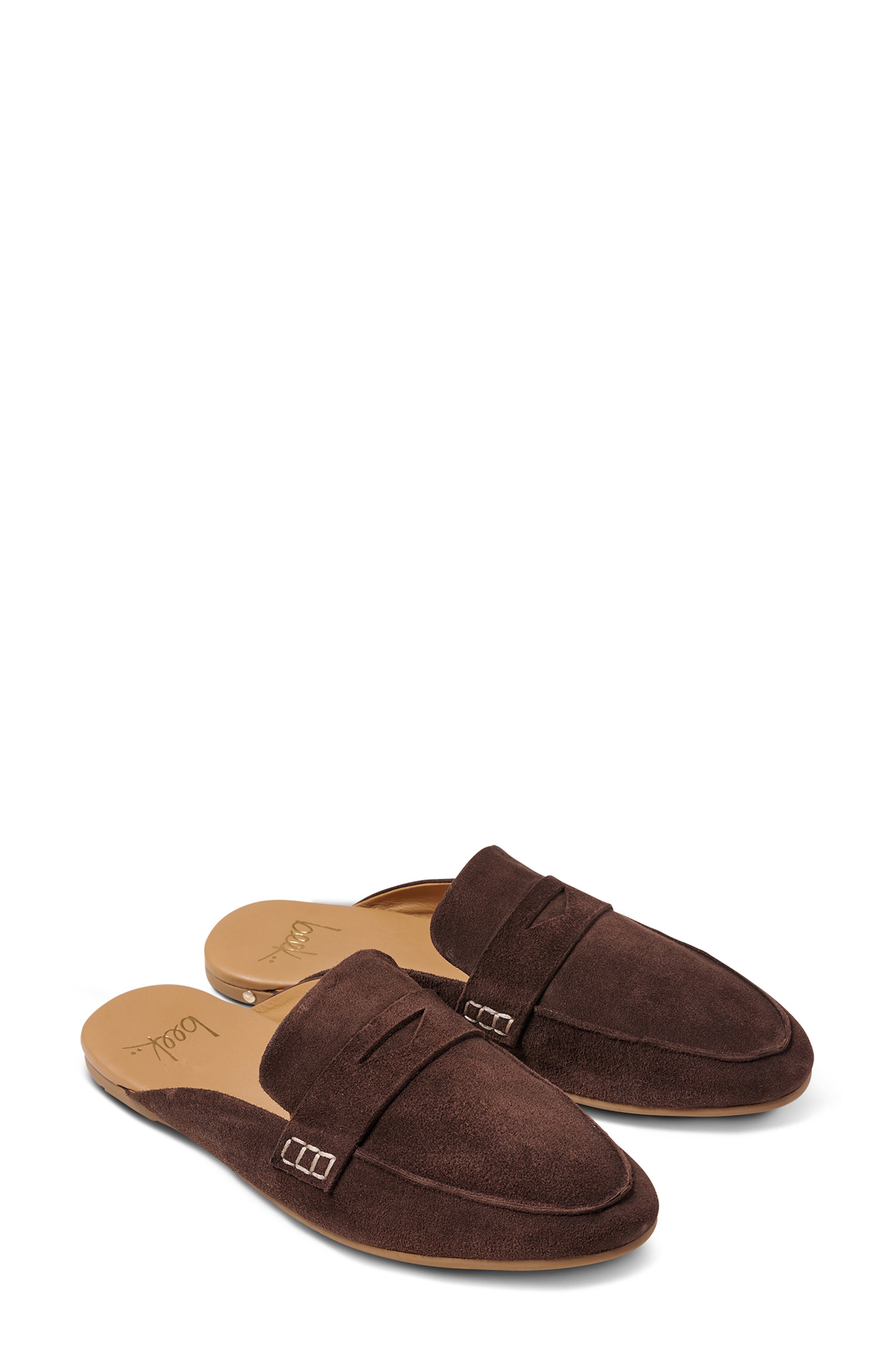 Mallard Leather Flat Mule, Main, color, COFFEE