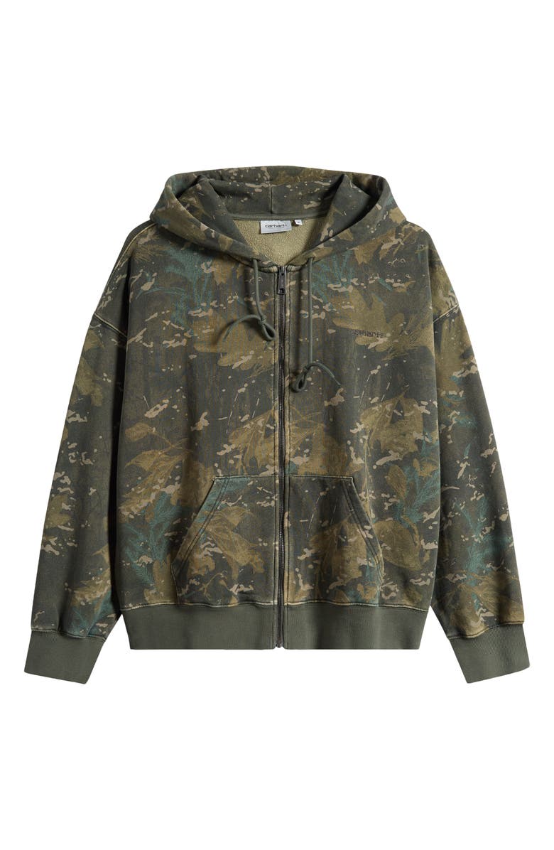 Carhartt Work In Progress Benton Camo Cotton French Terry Zip Hoodie, Main, color, Camo Combi Green Garment Dyed