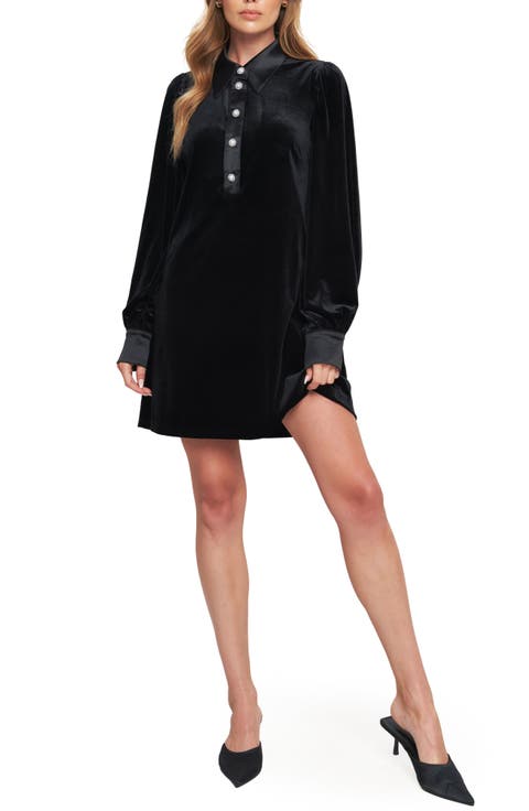 Velvet Long Sleeve Minidress