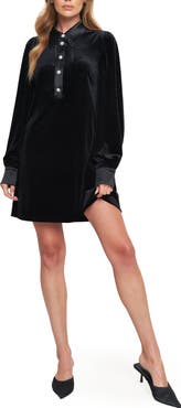 FLYING TOMATO Velvet Long Sleeve Minidress