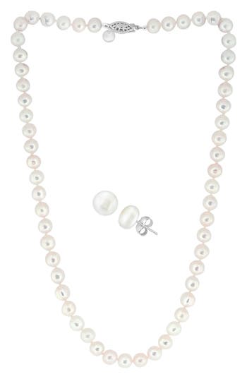 Effy Freshwater Pearl Necklace & Earrings Set In White