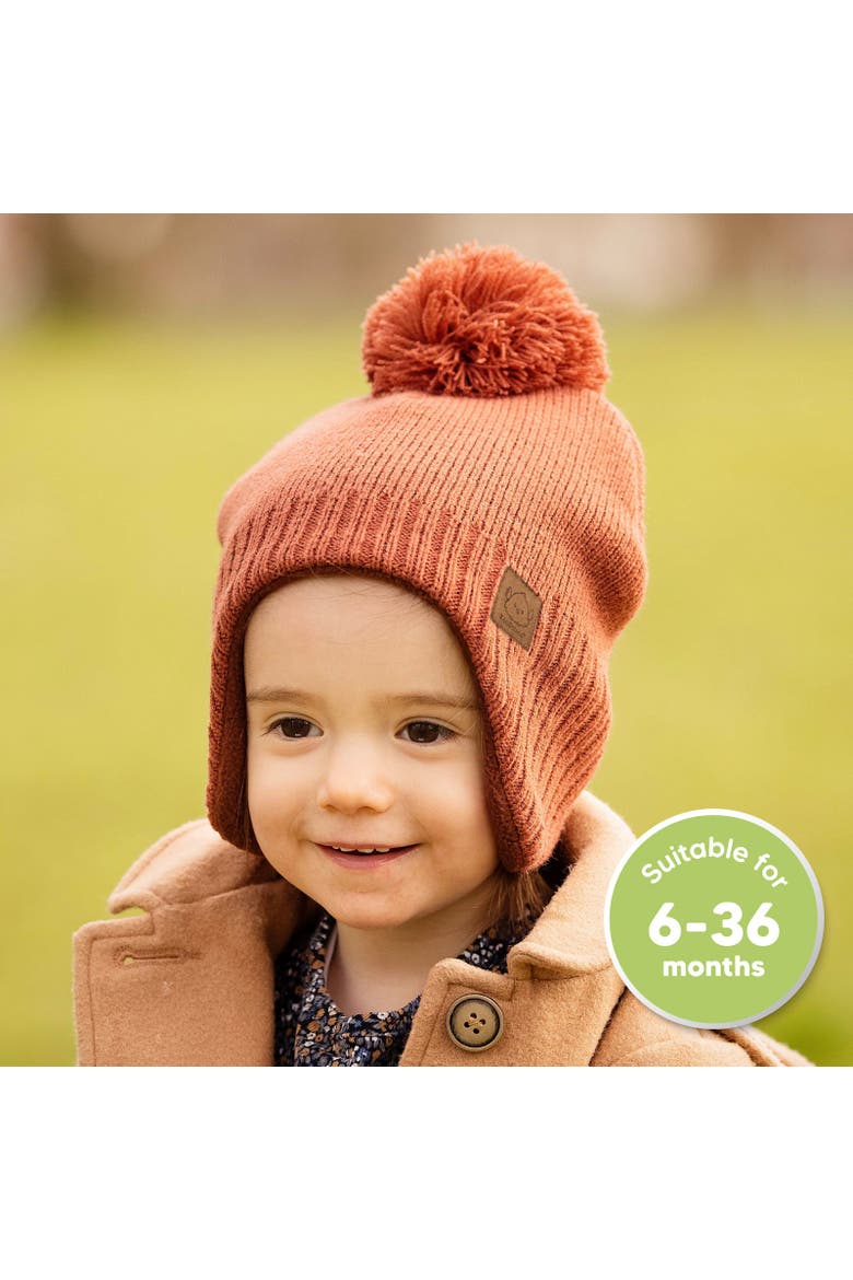 Muff Knitted Beanie, Alternate, color, Clay