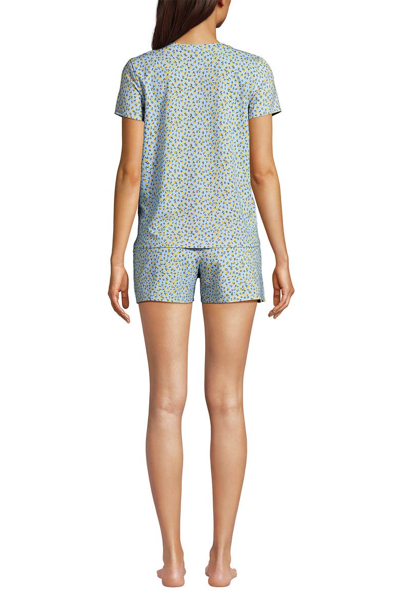 Knit 2 Piece Pajama Set - Short Sleeve Top and Shorts, Alternate, color, Misty Blue Floral