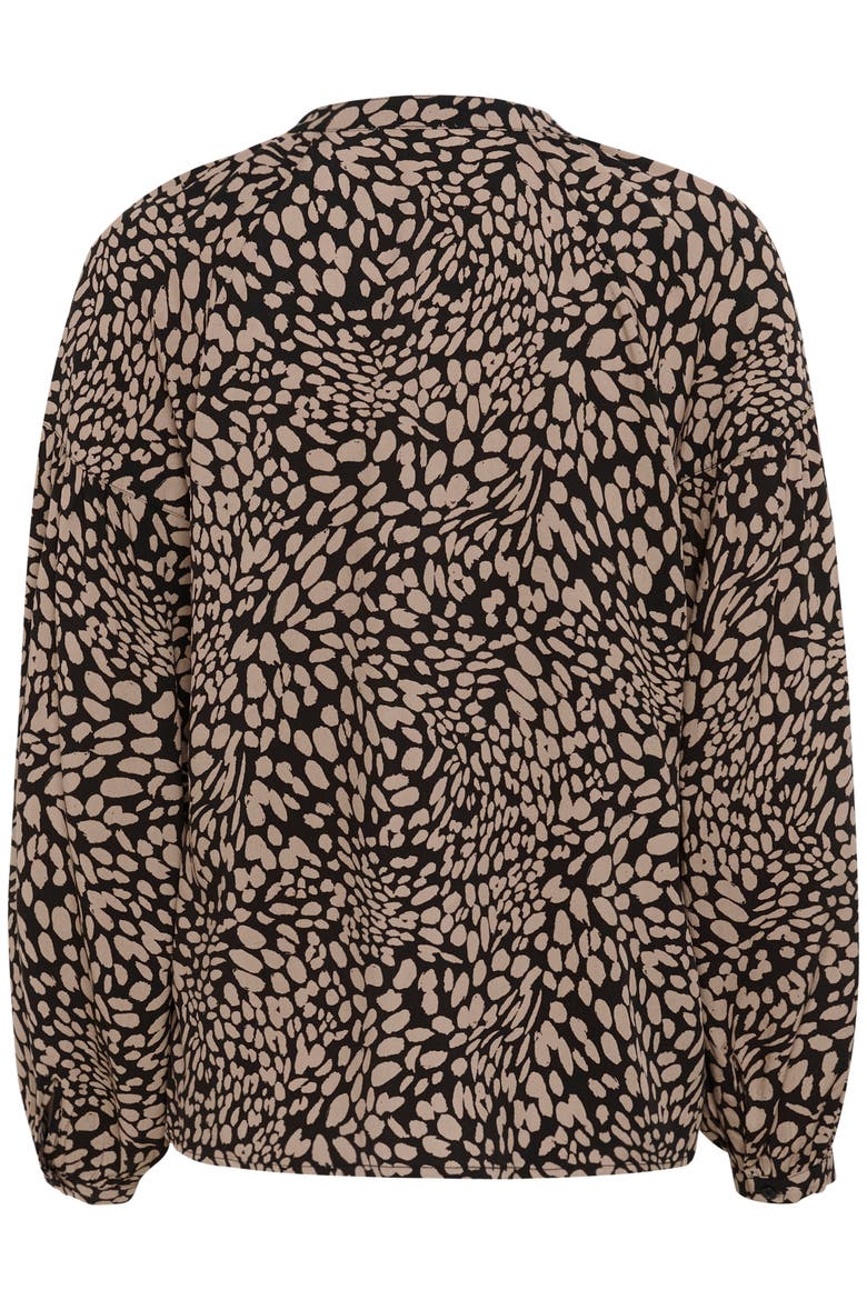 SLNaya Casual Fit Long Sleeve Blouse, Alternate, color, Black With Brown Dots
