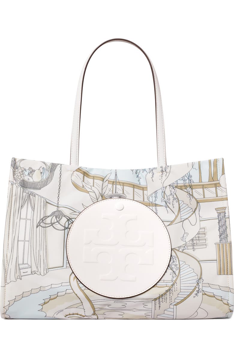 Tory Burch Small Ella Print Tote, Main, color, The Pool Beige