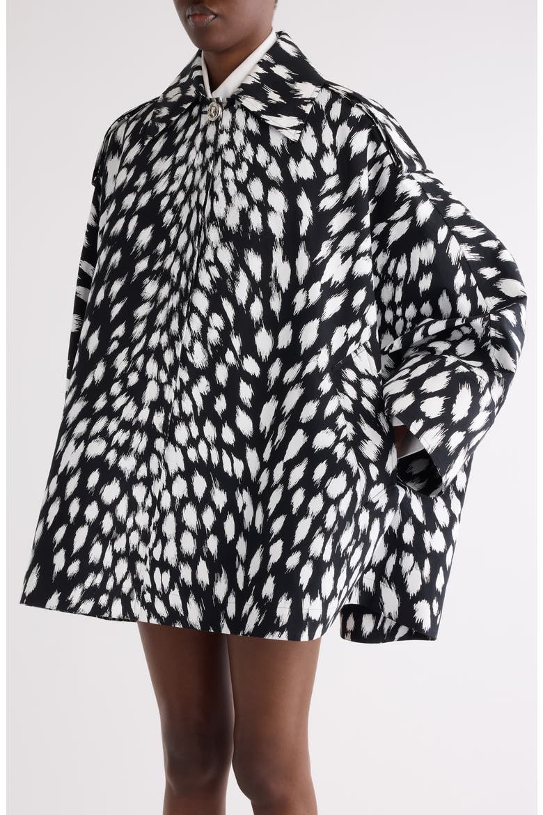 Animal Print Cocoon Trench, Alternate, color, BLACK