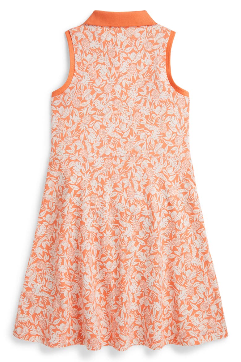 Kids' Sleeveless Stretch Cotton Mesh Faux Wrap Shirtdress, Alternate, color, ORANGE PINEAPPLE BREEZE PRINT