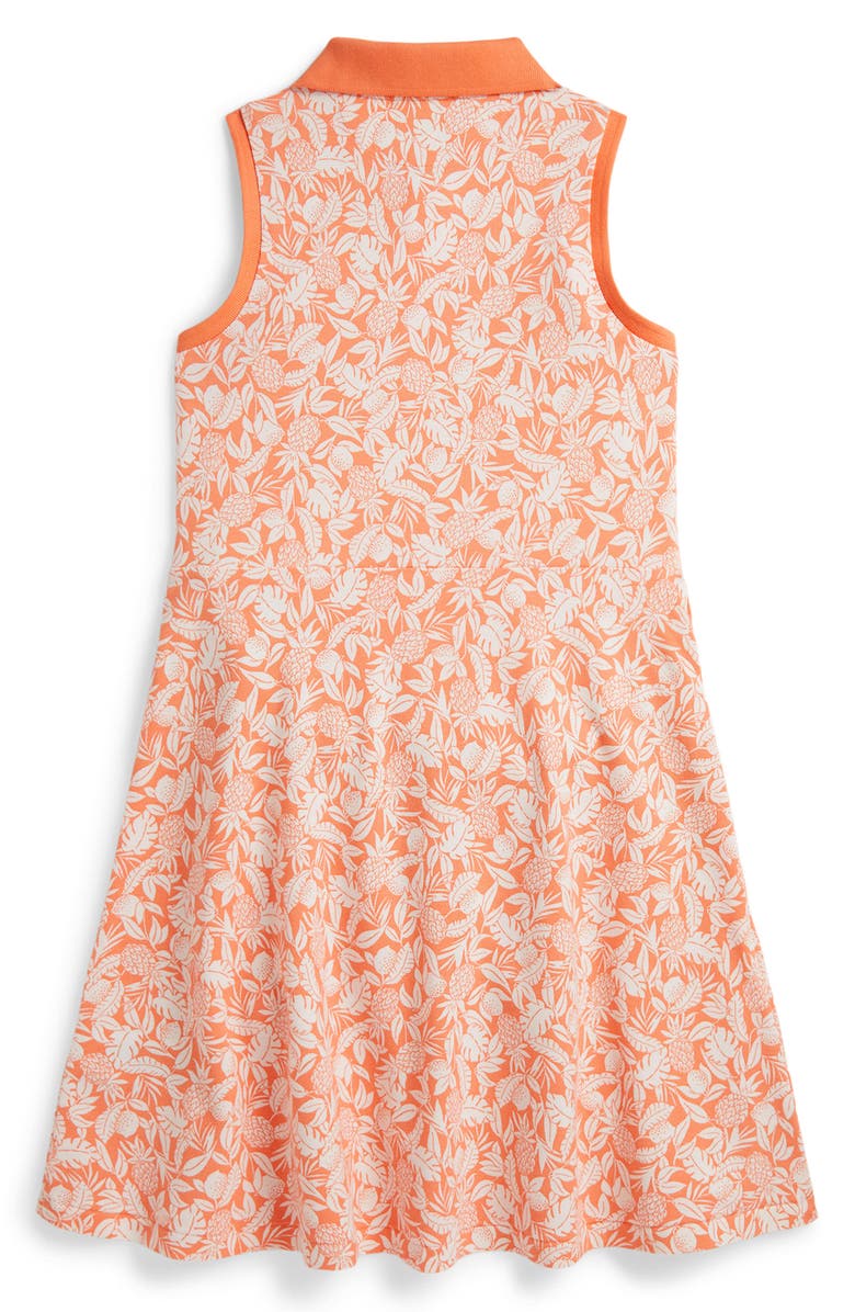Polo Ralph Lauren Kids' Sleeveless Stretch Cotton Mesh Faux Wrap Shirtdress, Alternate, color, Orange Pineapple Breeze Print