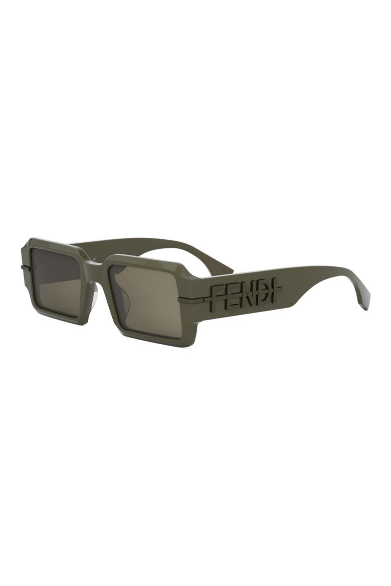 'Fendigraphy 52mm Geometric Sunglasses, Alternate, color, SHINY DARK GREEN / GREEN