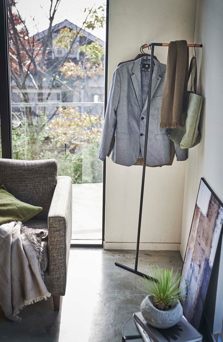 Yamazaki Leaning Corner Coat Hanger, Alternate, color, Black