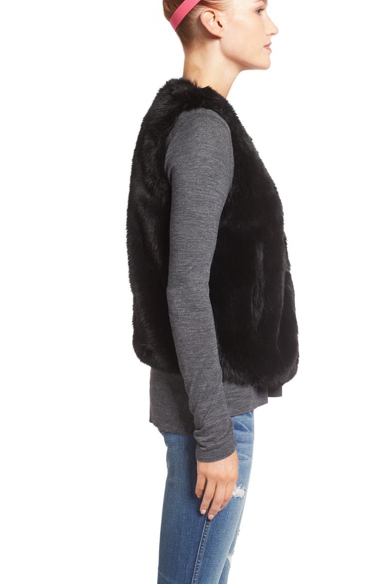 Faux Fur Vest, Alternate, color, TRUE BLACK