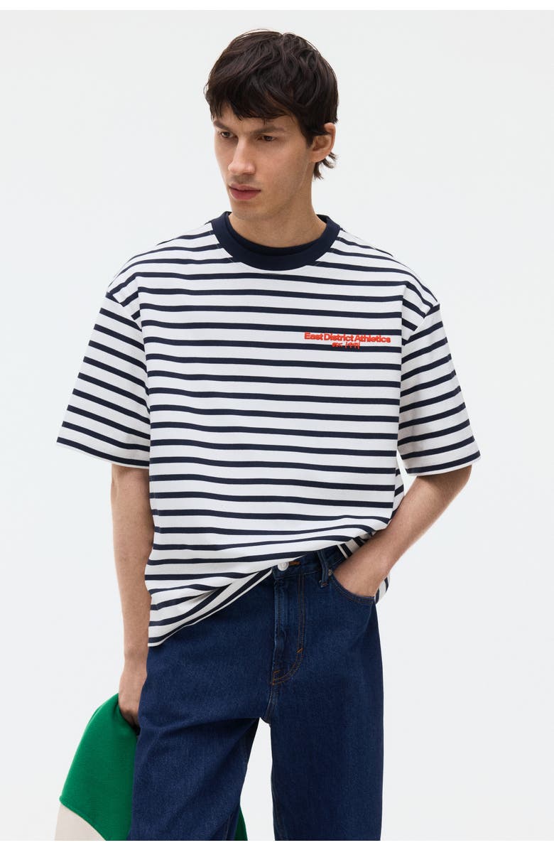H&M Loose Fit Cotton T-shirt, Alternate, color, White/Striped