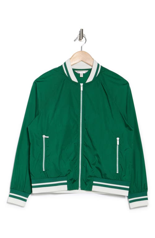 Nanette Lepore Play Rib Trim Bomber Jacket In Verdant Green/bright White