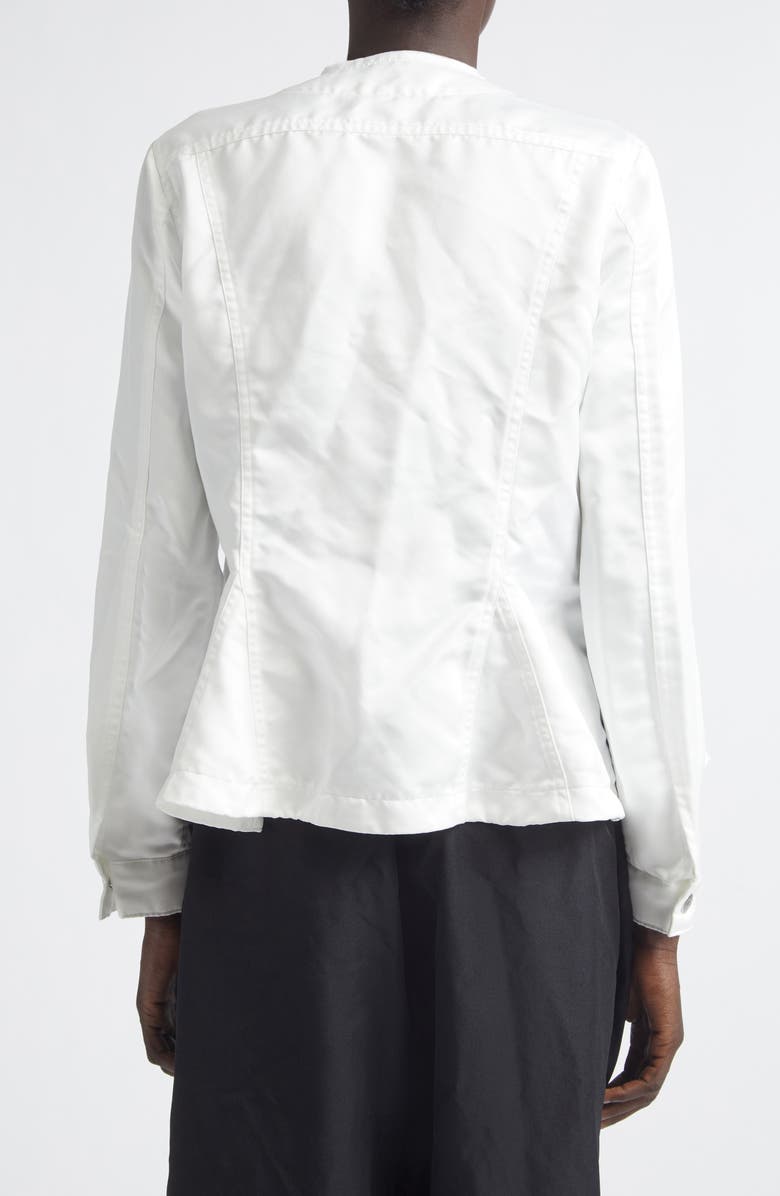 Comme des Garçons Comme des Garçons Raw Edge Satin Peplum Jacket, Alternate, color, White