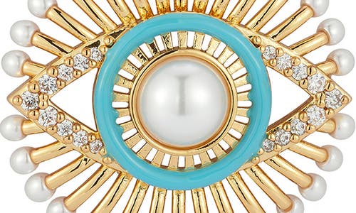 Chloe & Madison Chloe And Madison Faux Pearl Evil Eye Pendant Necklace In Gold