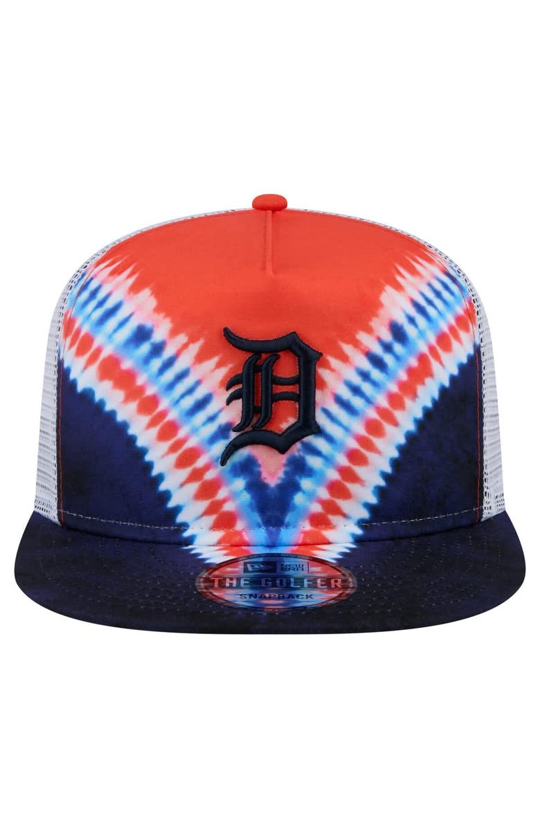 New Era Men's New Era Detroit Tigers Tie-Dye Golfer Trucker Adjustable Hat, Alternate, color, Navy