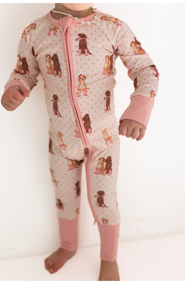 In My Jammers Pup Friends Zipper Romper, Main, color, Pink Pup Print