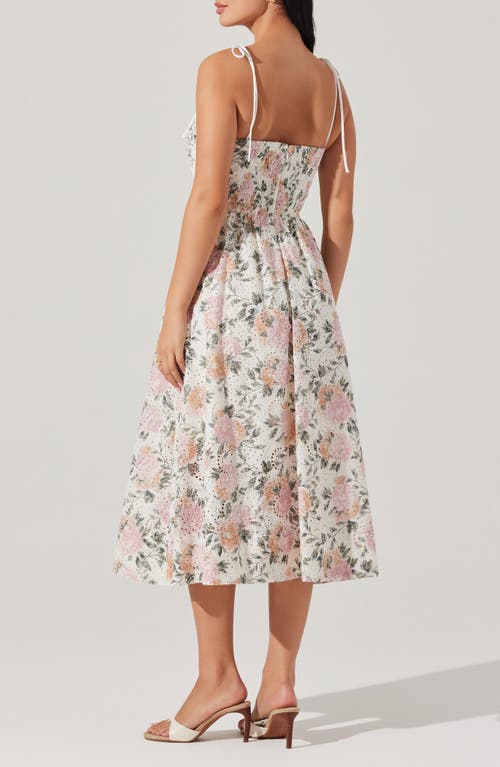Astr The Label Sariah Eyelet Embroidery Floral Print A-line Dress In White