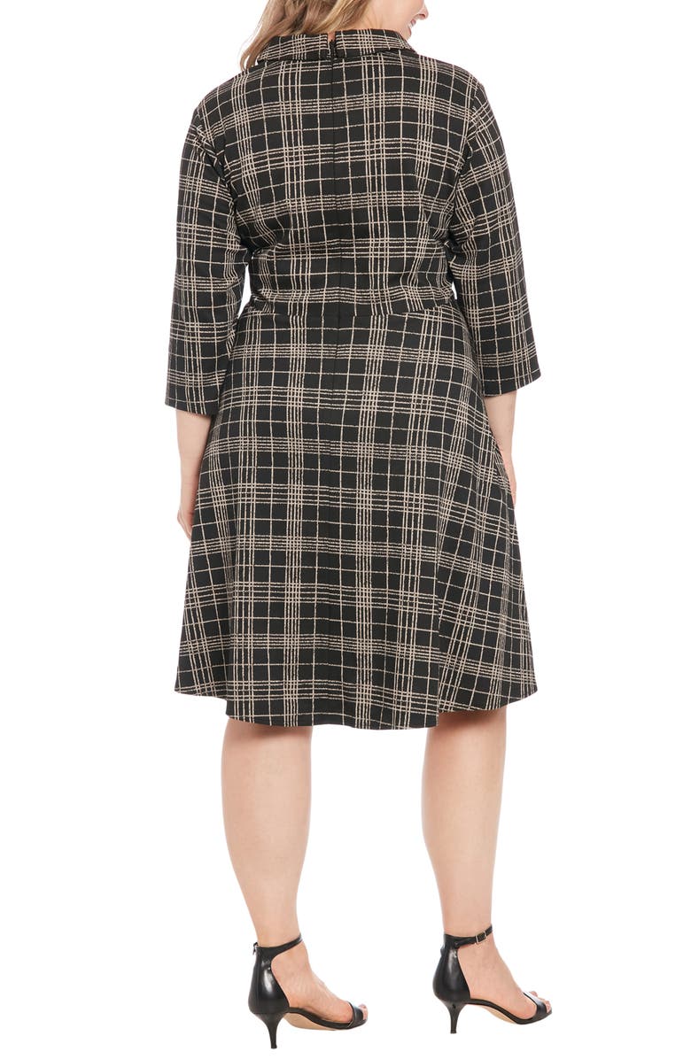 London Times Plaid Fit & Flare Dress, Alternate, color, 