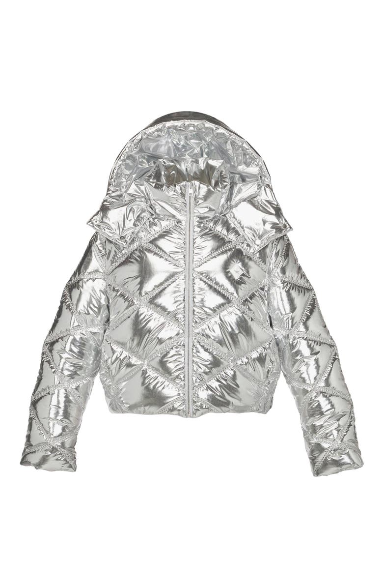 MCM Après-Ski Quilted Puffer Jacket in Metallic Polyester, Main, color, Silver
