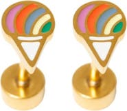 Pip Pop Girls' Snowcone Flatback Stud Hypoallergenic Earrings
