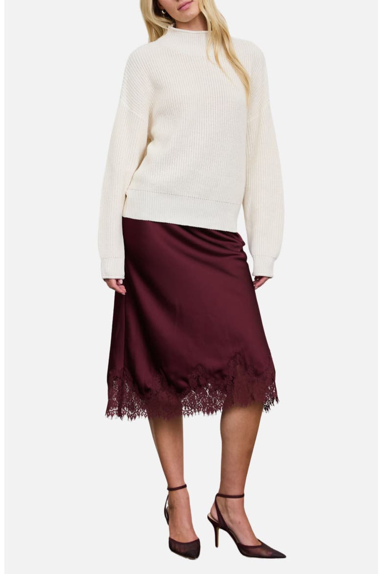 Ribbed Mock Neck Cropped Sweater, Alternate, color, CREAM