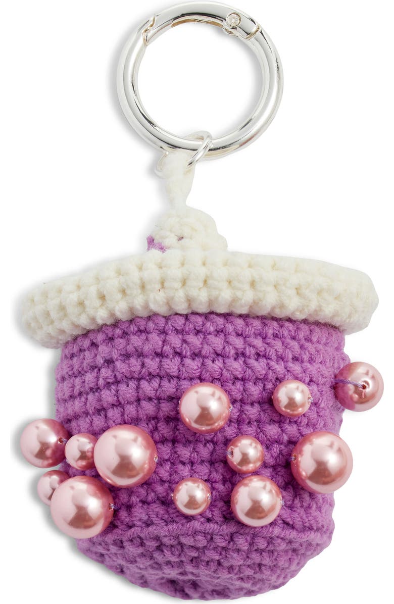 Chelsea28 Boba Tea Crochet Bag Charm, Main, color, Purple Multi- Gold