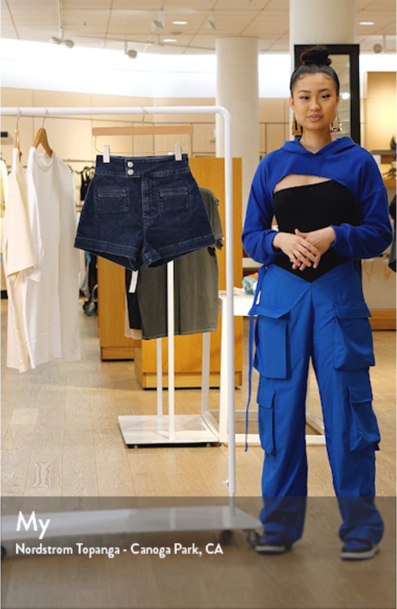 Le Hardy Welt Pocket High Waist Denim Shorts, sales video thumbnail