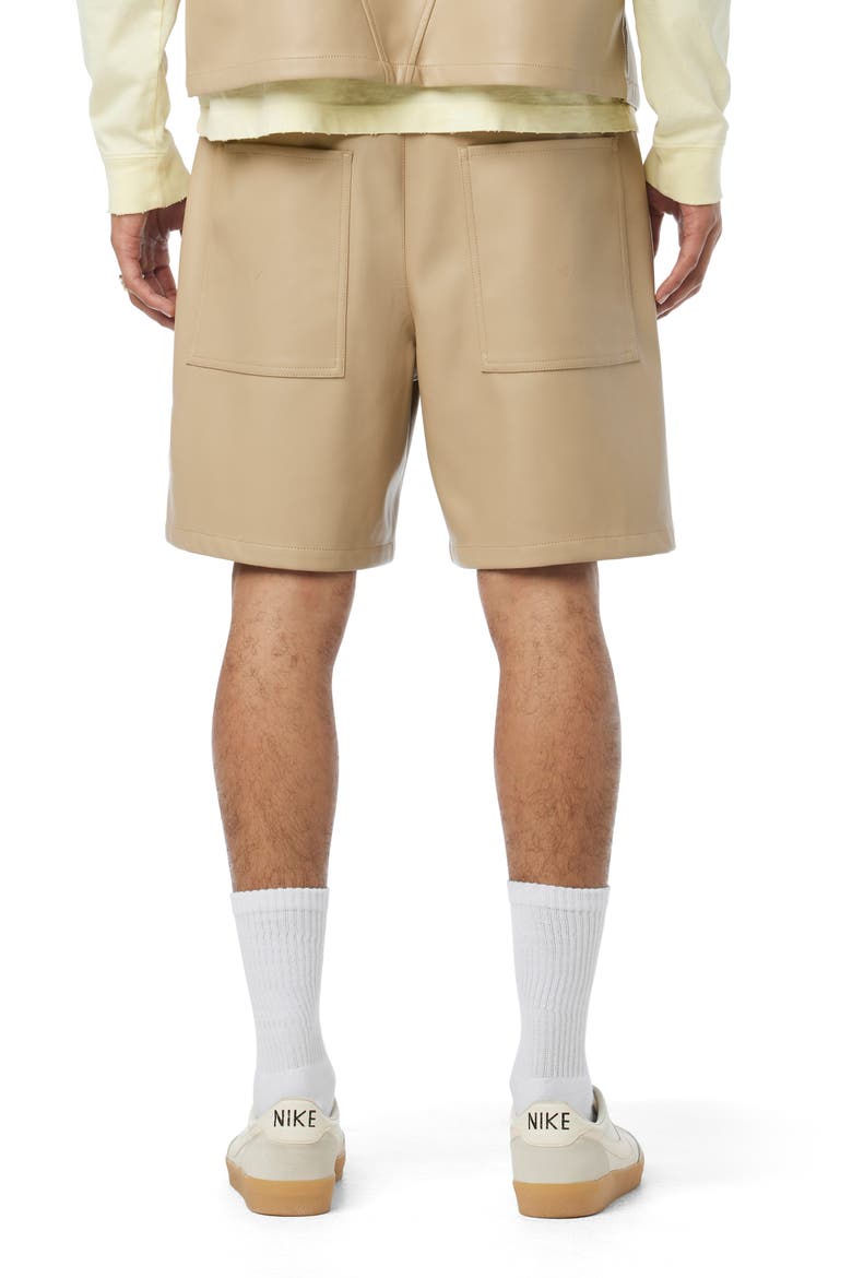 Faux Leather Drawstring Shorts, Alternate, color, SANDY