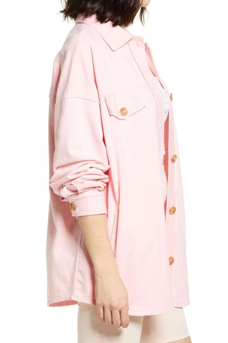 Oversize Cotton Blend Shirt Jacket, Alternate, color, PINK CANDY BLEACH SPLATTER