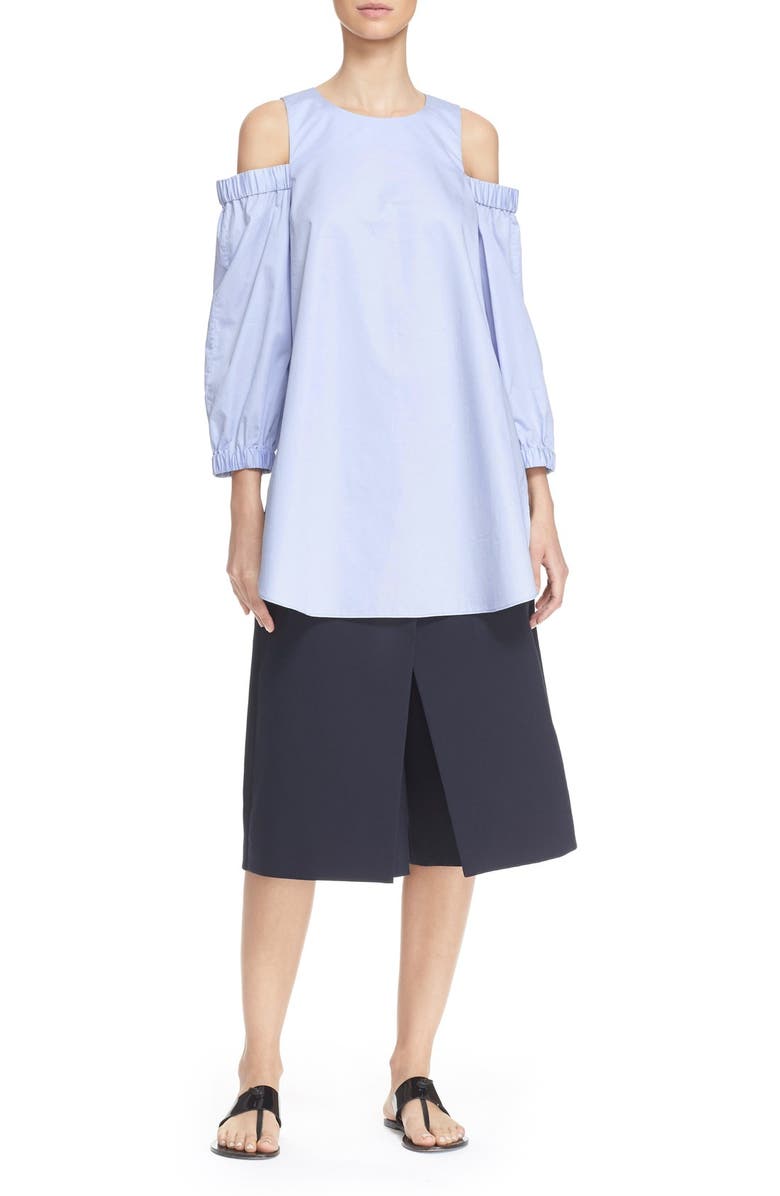 Tibi Satin Poplin Cold Shoulder Top, Alternate, color, 