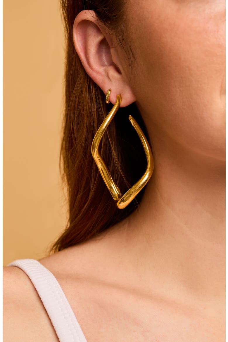 Wing Hoop Earrings, Alternate, color, GOLD