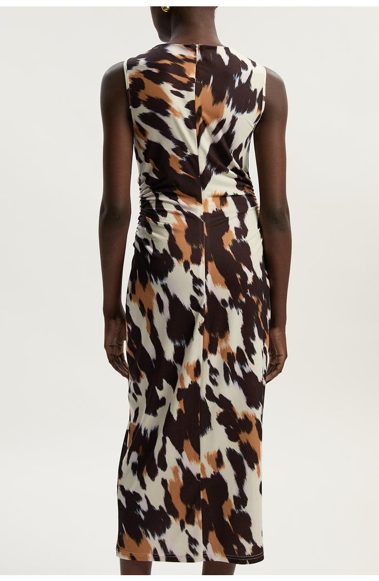 Karen Millen Cut Out Neck Midi Dress, Alternate, color, Animal