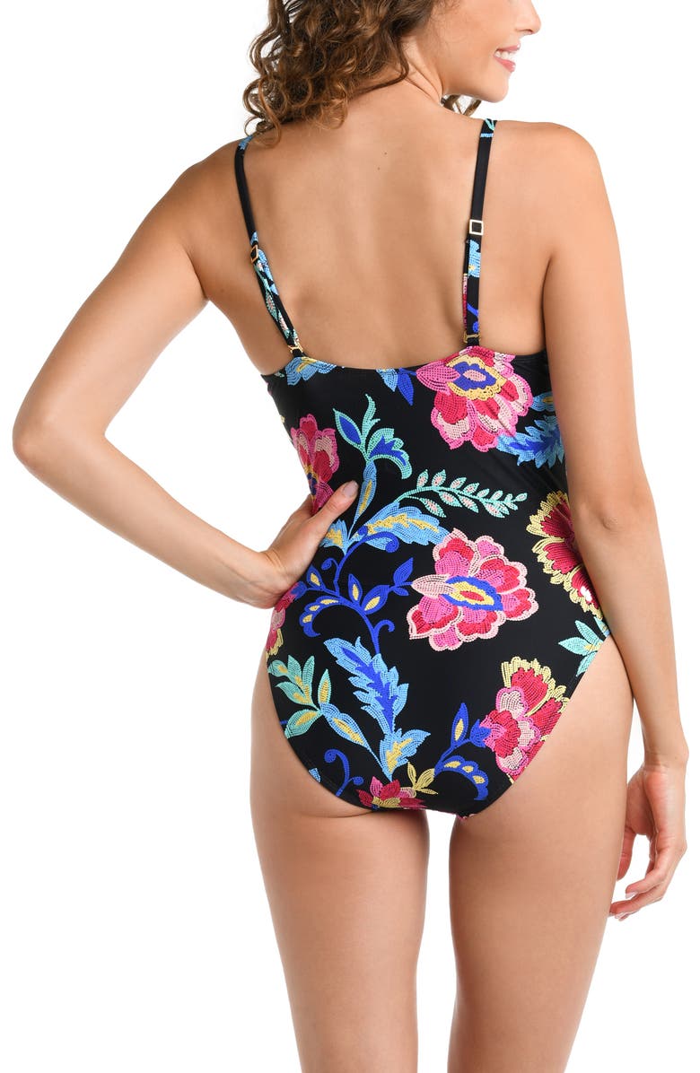 La Blanca Midnight Plunge One-Piece Swimsuit, Alternate, color, 