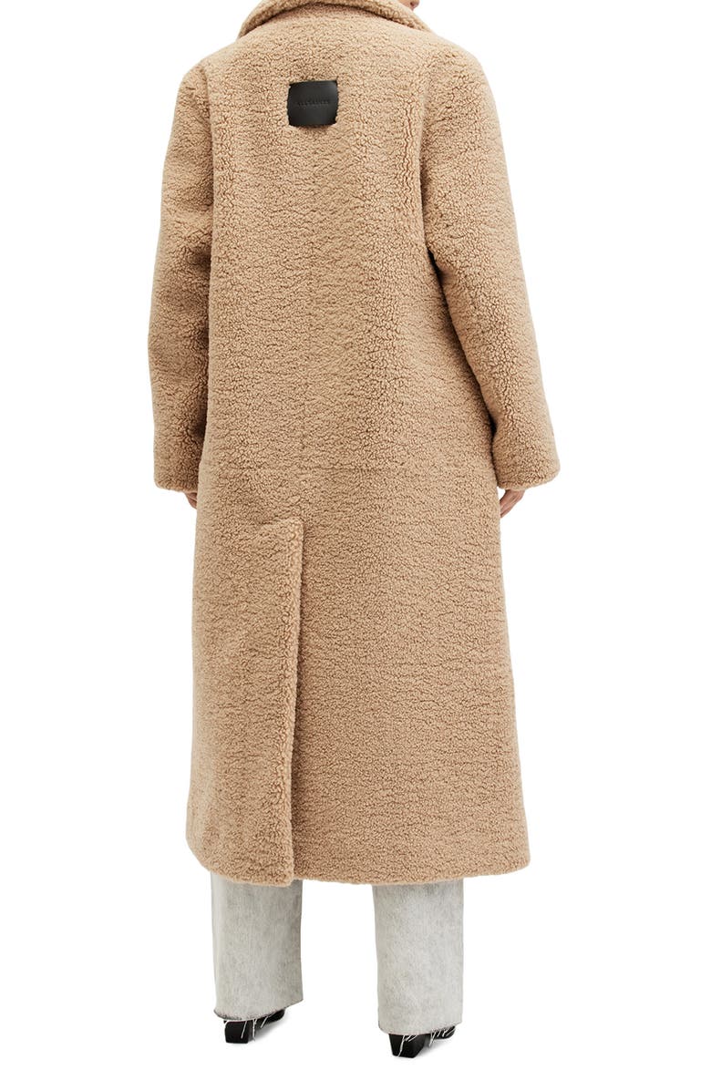 AllSaints Freddie Double Breasted Faux Fur Coat, Alternate, color, 