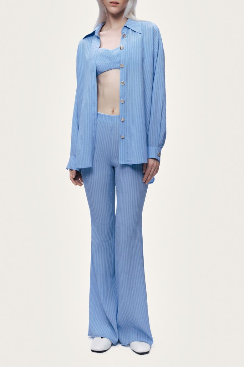 High Waist Flare Trousers, Alternate, color, Blue