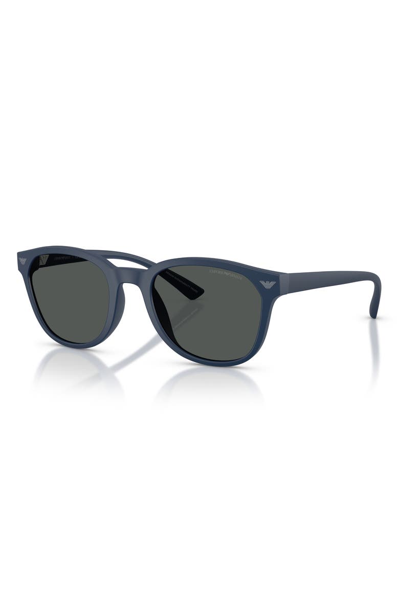 Emporio Armani 53mm Phantos Round Sunglasses, Alternate, color, Matte Navy Blue / Dark Grey