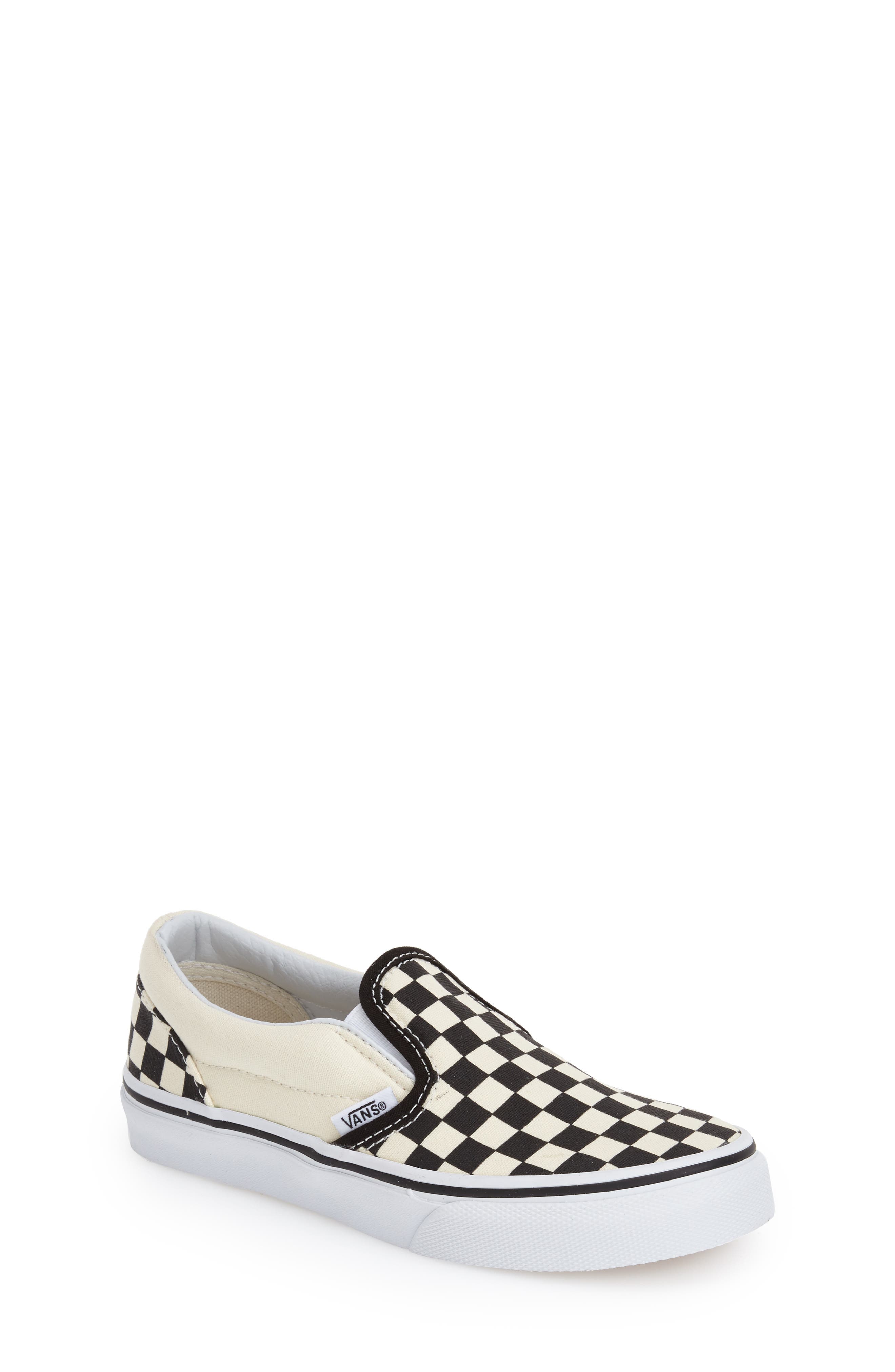 Vans Kids' Classic Checker Slip-On, Alternate, color, Checkerboard/ White/ Black