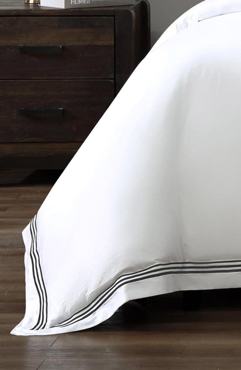 Pure Parima Egyptian Cotton Sateen Bratta Embroidery Triple Luxe Sateen 3-Piece Duvet Cover Set, Alternate, color, 