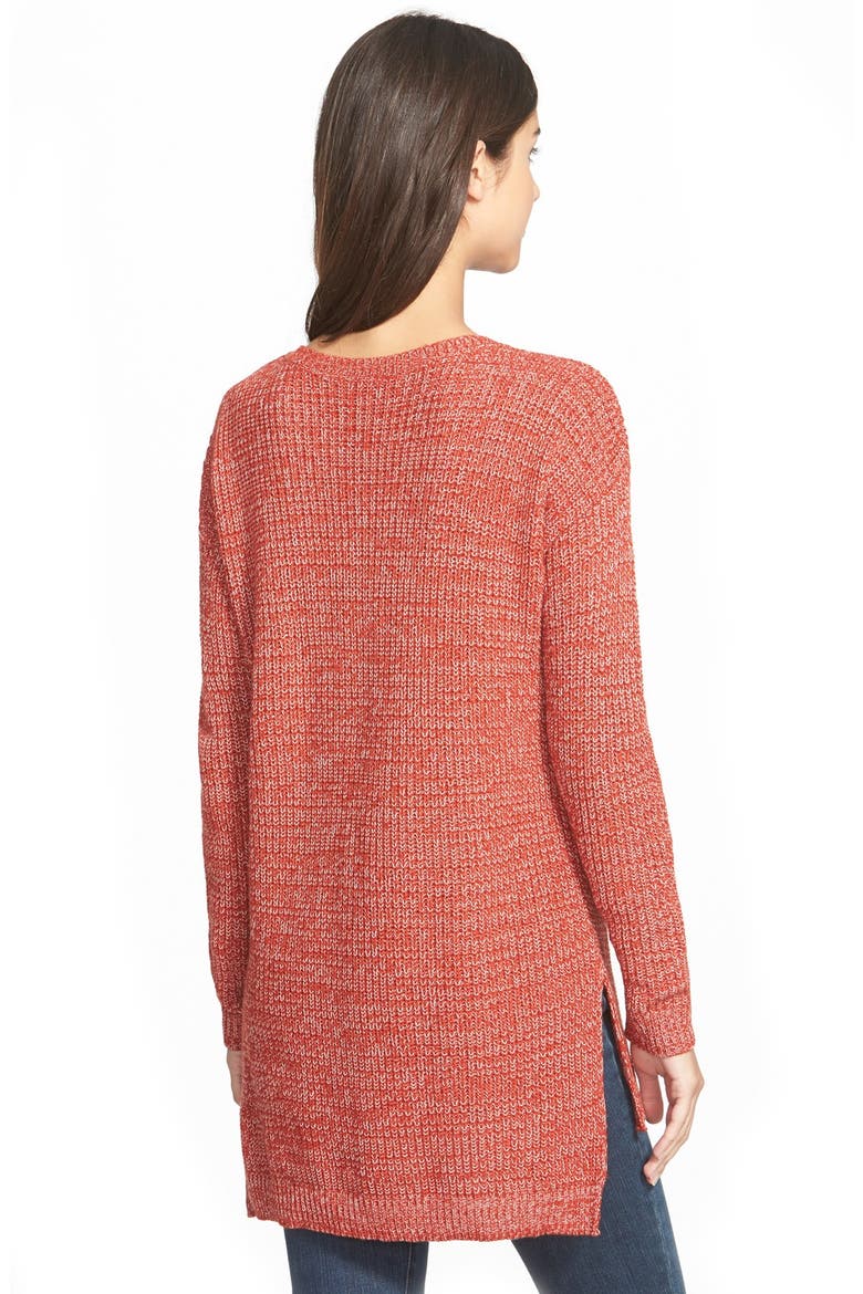 Textured Knit Pullover, Alternate, color, RED OCHRE AUTUMN MARL