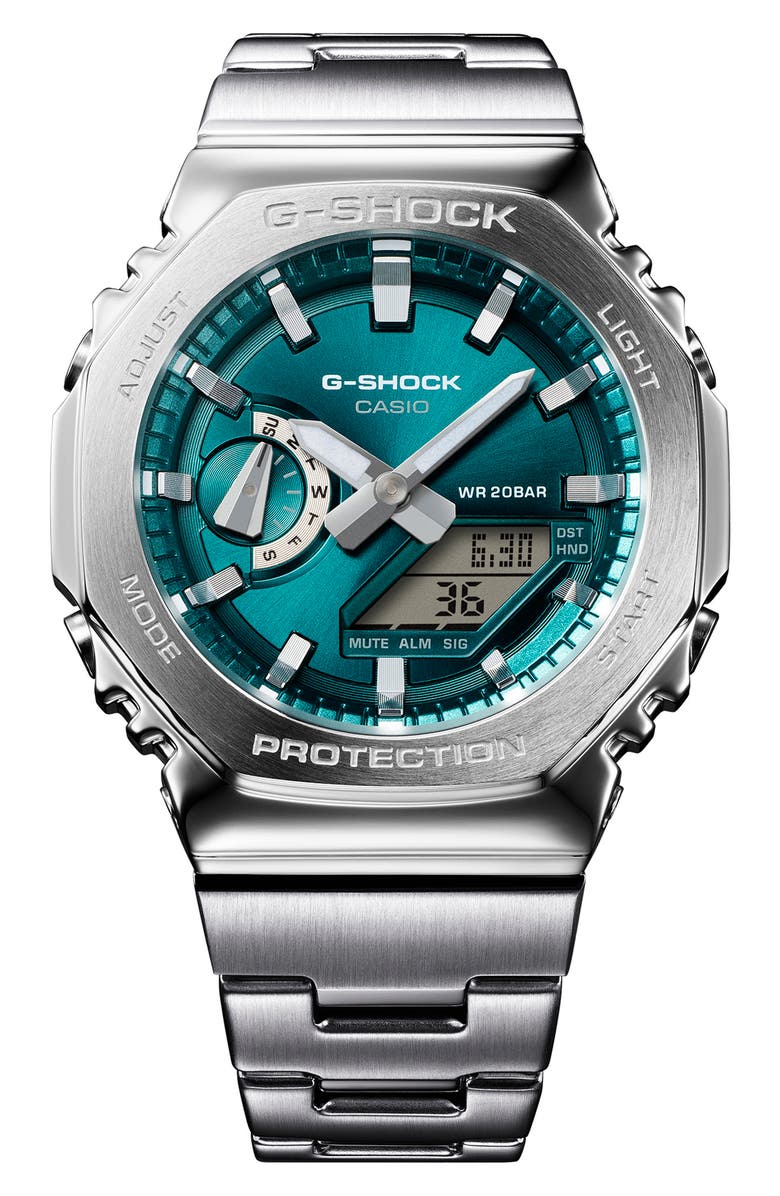 G-SHOCK G-Steel GM2110D-8A Green Ana-Digi Bracelet Watch, 49.3mm x 44.4mm, Main, color,