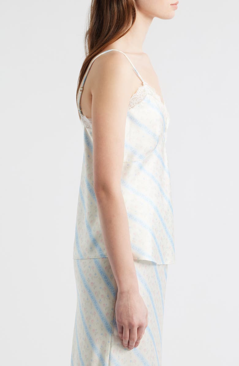 LoveShackFancy Fox Floral Satin Camisole, Alternate, color, Cotton Skies