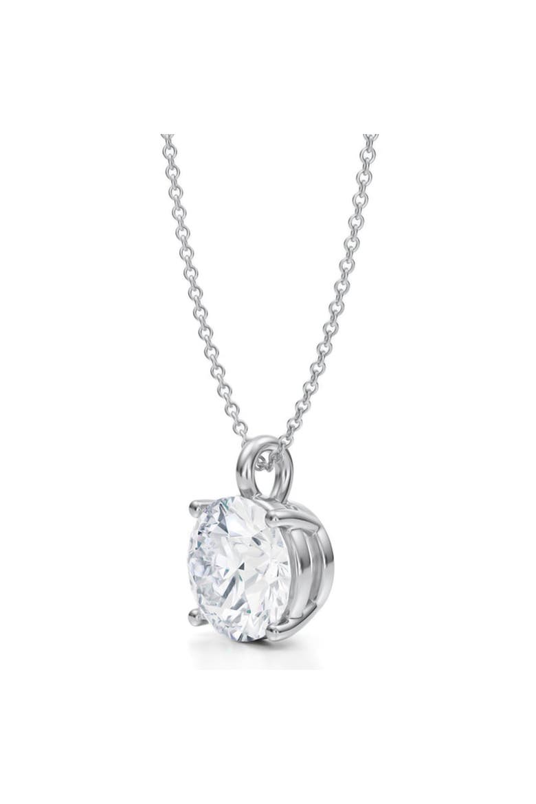 Round Solitaire Lab Diamond Pendant Necklace 14K 3.50ct, Alternate, color, White Gold