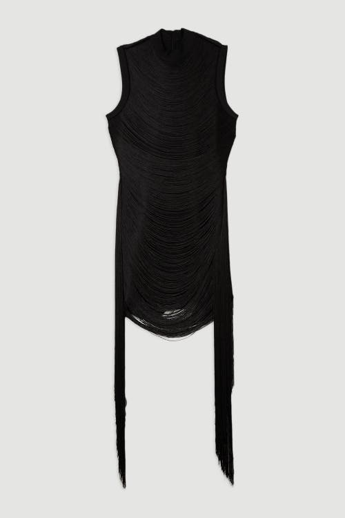 Karen Millen Knit Tassel Mini Dress In Black