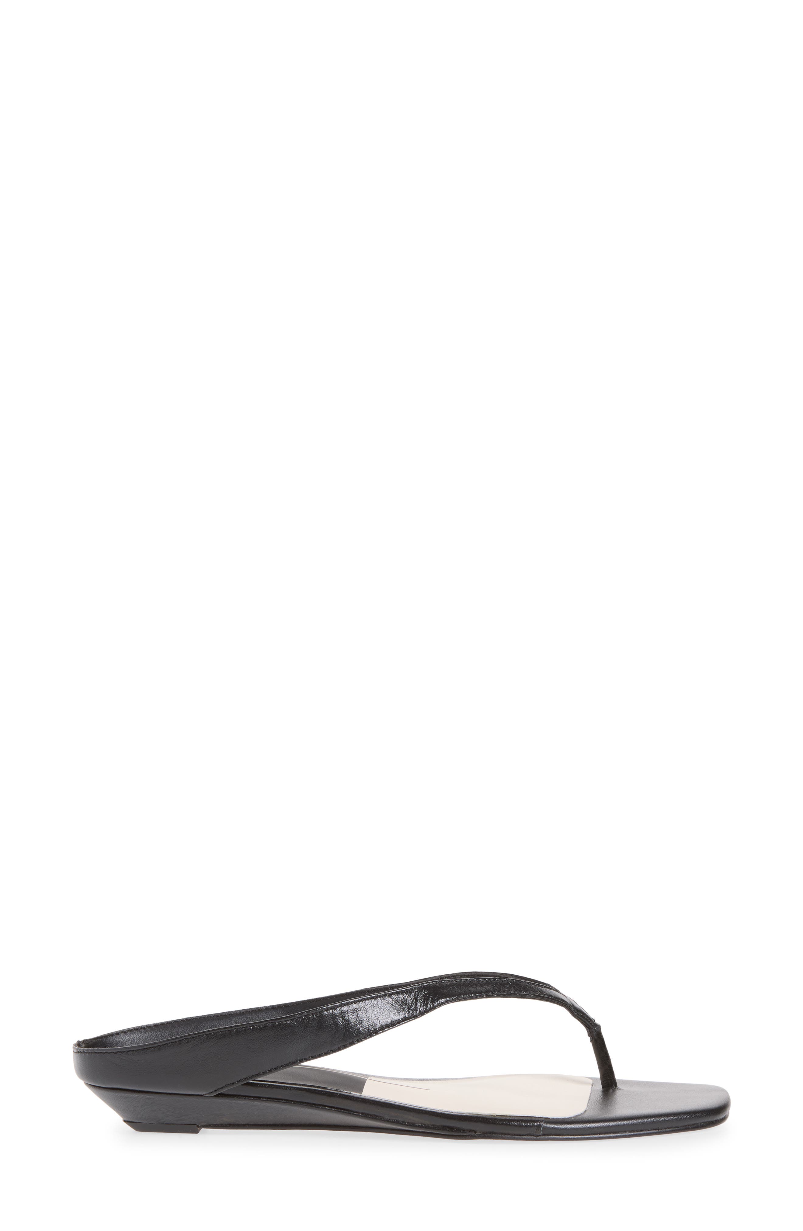 Gizel Wedge Thong Sandal, Alternate, color, BLACK LEATHER