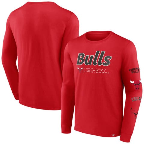 Men's Fanatics Branded Red Chicago Bulls Baseline Long Sleeve T-Shirt
